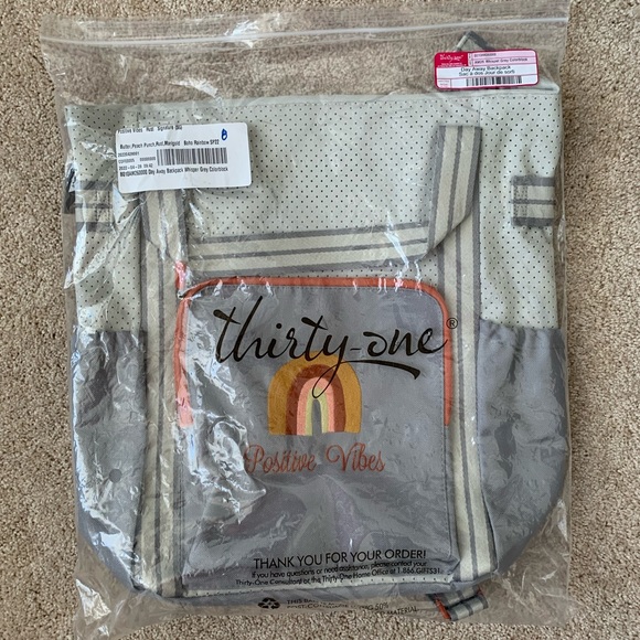 Day Away Backpack - Whisper Grey Colorblock with Boho Rainbow “Positive Vibes” - Picture 4 of 4